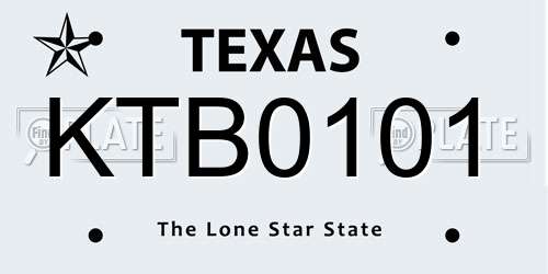 KTB0101 Texas License Plate