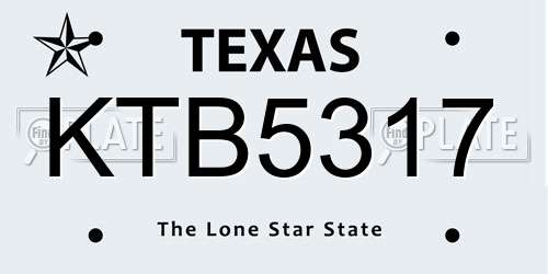 KTB5317 Texas License Plate
