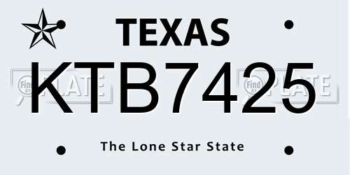 KTB7425 Texas License Plate