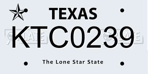 KTC0239 Texas License Plate