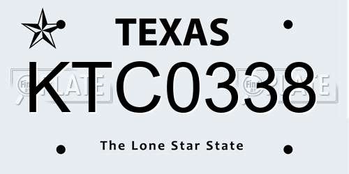 KTC0338 Texas License Plate