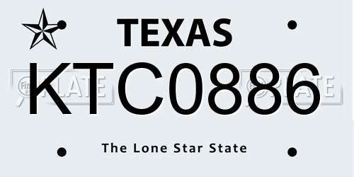 KTC0886 Texas License Plate