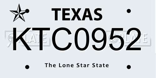 KTC0952 Texas License Plate