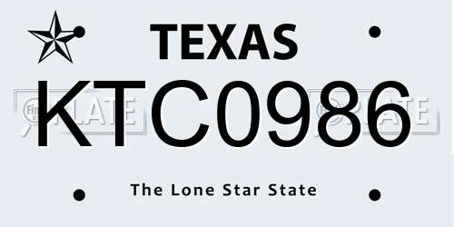KTC0986 Texas License Plate