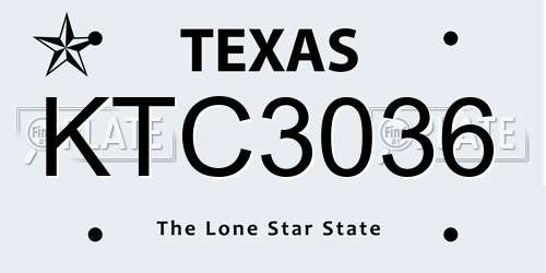 KTC3036 Texas License Plate