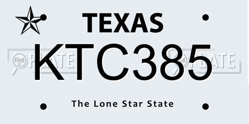 KTC385 Texas License Plate