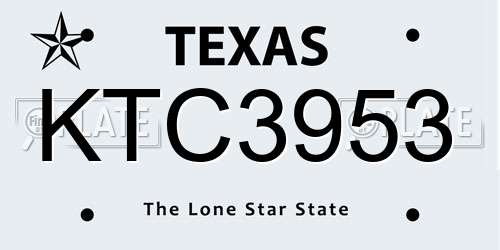 KTC3953 Texas License Plate