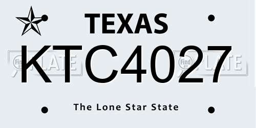 KTC4027 Texas License Plate