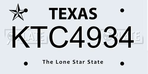 KTC4934 Texas License Plate