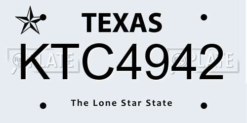 KTC4942 Texas License Plate