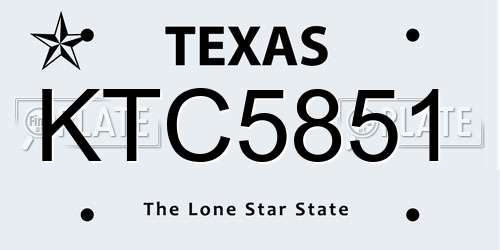 KTC5851 Texas License Plate
