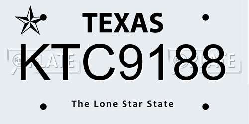 KTC9188 Texas License Plate