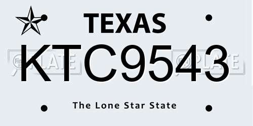 KTC9543 Texas License Plate