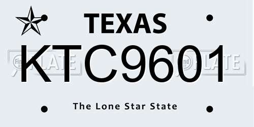 KTC9601 Texas License Plate