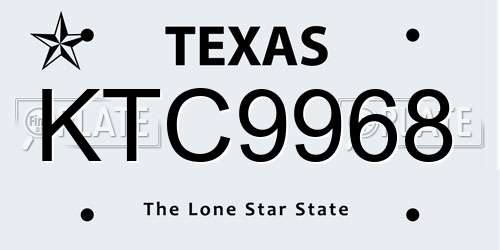 KTC9968 Texas License Plate