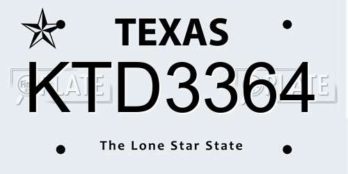 KTD3364 Texas License Plate