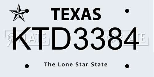 KTD3384 Texas License Plate
