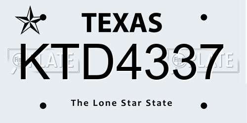 KTD4337 Texas License Plate