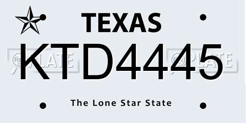 KTD4445 Texas License Plate