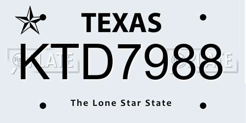 KTD7988 Texas License Plate