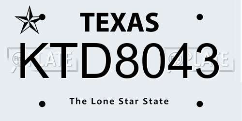 KTD8043 Texas License Plate