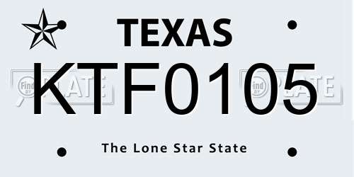 KTF0105 Texas License Plate