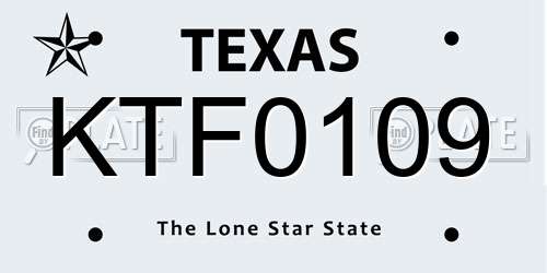 KTF0109 Texas License Plate