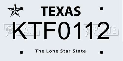 KTF0112 Texas License Plate