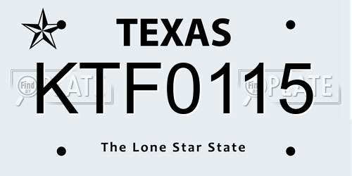 KTF0115 Texas License Plate