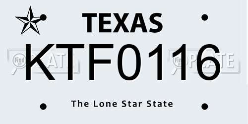 KTF0116 Texas License Plate