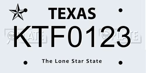 KTF0123 Texas License Plate