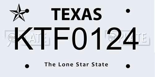KTF0124 Texas License Plate
