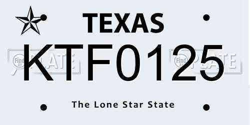 KTF0125 Texas License Plate