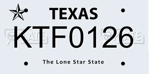 KTF0126 Texas License Plate