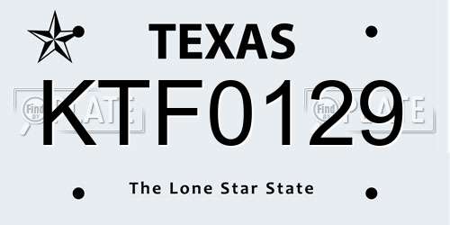 KTF0129 Texas License Plate