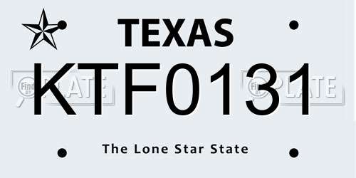 KTF0131 Texas License Plate
