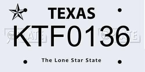 KTF0136 Texas License Plate