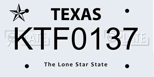 KTF0137 Texas License Plate