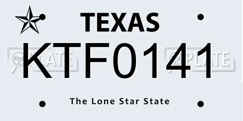KTF0141 Texas License Plate