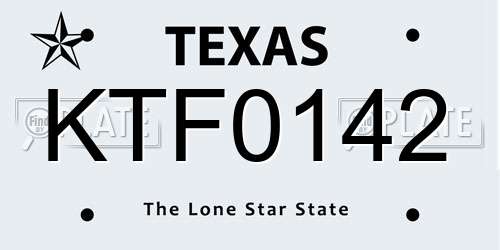 KTF0142 Texas License Plate