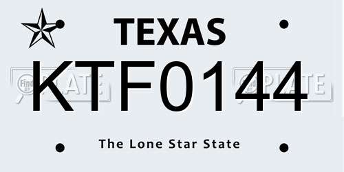KTF0144 Texas License Plate
