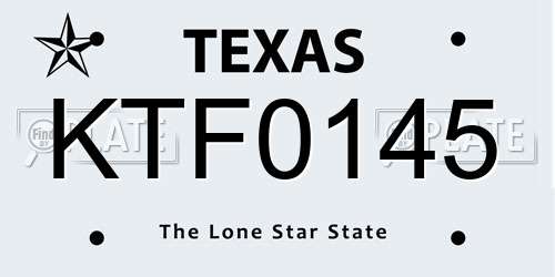 KTF0145 Texas License Plate