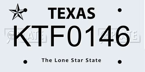 KTF0146 Texas License Plate