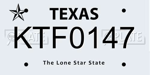 KTF0147 Texas License Plate