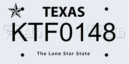KTF0148 Texas License Plate