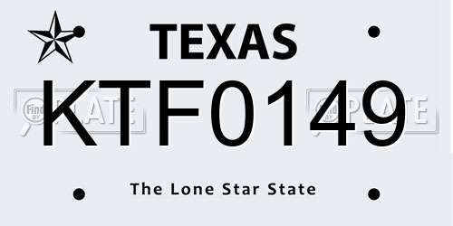 KTF0149 Texas License Plate