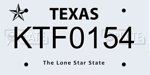 KTF0154 Texas License Plate