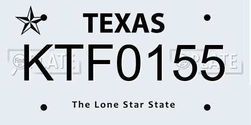 KTF0155 Texas License Plate