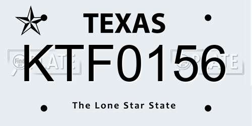 KTF0156 Texas License Plate