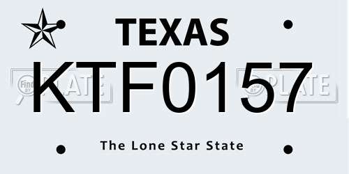 KTF0157 Texas License Plate
